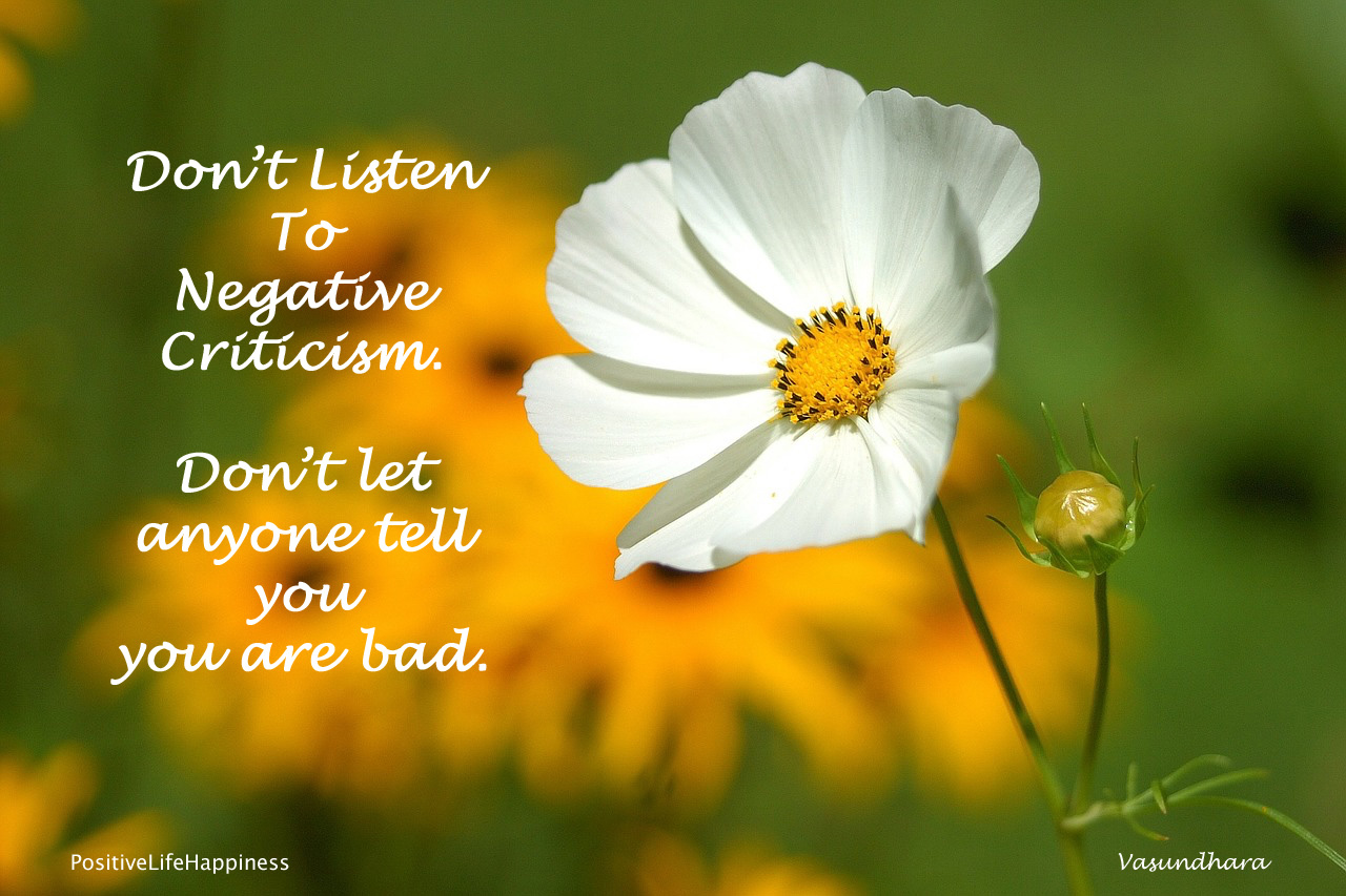 Don't listen to negative criticism (Article)